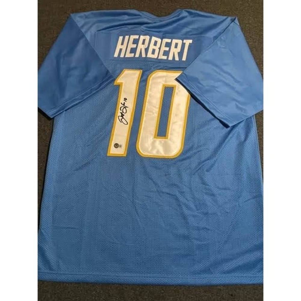 Justin Herbert #10 Los Angeles Chargers Autographed "CUSTOM" Jersey Beckett COA